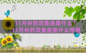 11月份的双鱼座是什么？11月份的双鱼座是什么性格