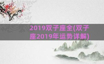 2019双子座全(双子座2019年运势详解)