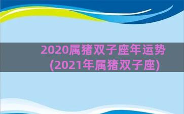 2020属猪双子座年运势(2021年属猪双子座)