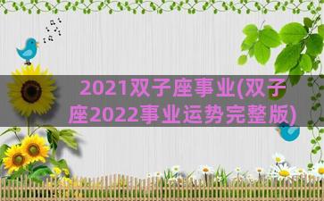 2021双子座事业(双子座2022事业运势完整版)