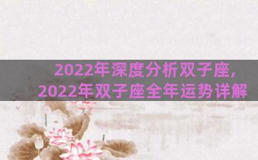 2022年深度分析双子座,2022年双子座全年运势详解 2022年深度分析双子座,2022年双子座全年运势详解