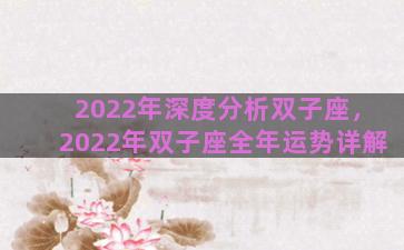 2022年深度分析双子座，2022年双子座全年运势详解