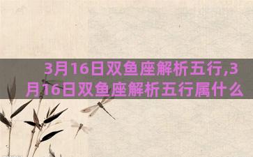 3月16日双鱼座解析五行,3月16日双鱼座解析五行属什么