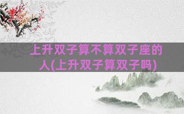 上升双子算不算双子座的人(上升双子算双子吗)