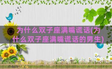 为什么双子座满嘴谎话(为什么双子座满嘴谎话的男生)