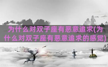为什么对双子座有恶意追求(为什么对双子座有恶意追求的感觉)