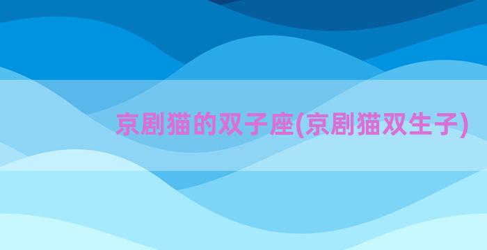京剧猫的双子座(京剧猫双生子)