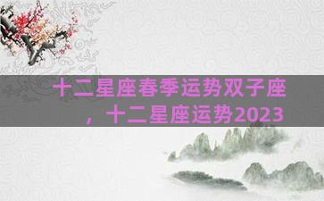 十二星座春季运势双子座，十二星座运势2023
