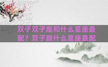 双子双子座和什么星座最配？双子跟什么星座最配