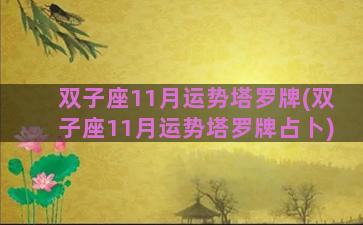 双子座11月运势塔罗牌(双子座11月运势塔罗牌占卜)