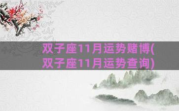 双子座11月运势赌博(双子座11月运势查询)