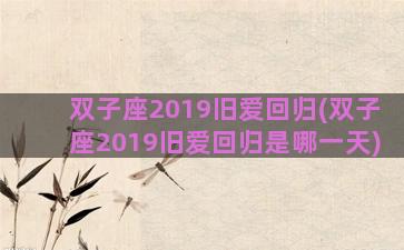 双子座2019旧爱回归(双子座2019旧爱回归是哪一天)