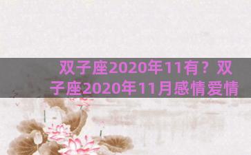 双子座2020年11有？双子座2020年11月感情爱情