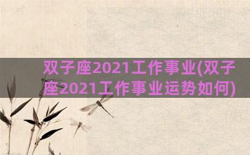 双子座2021工作事业(双子座2021工作事业运势如何)