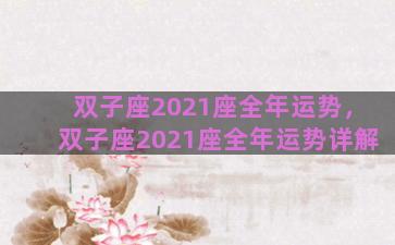 双子座2021座全年运势，双子座2021座全年运势详解