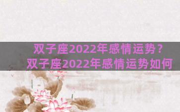 双子座2022年感情运势？双子座2022年感情运势如何
