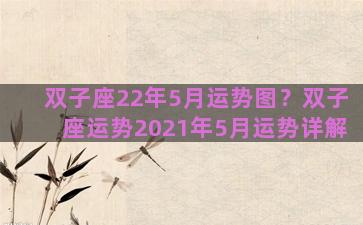 双子座22年5月运势图？双子座运势2021年5月运势详解