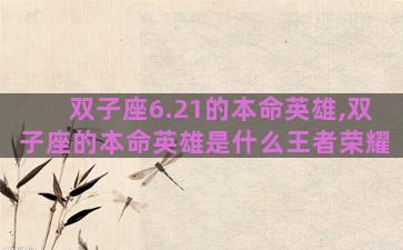 双子座6.21的本命英雄,双子座的本命英雄是什么王者荣耀