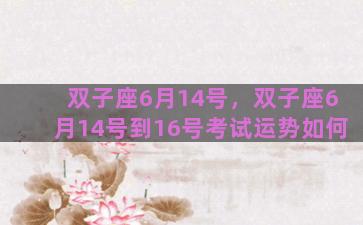 双子座6月14号，双子座6月14号到16号考试运势如何