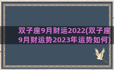 双子座9月财运2022(双子座9月财运势2023年运势如何)