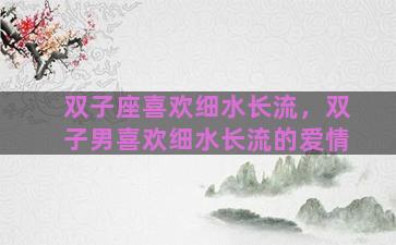 双子座喜欢细水长流，双子男喜欢细水长流的爱情