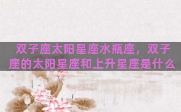 双子座太阳星座水瓶座，双子座的太阳星座和上升星座是什么