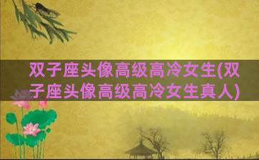 双子座头像高级高冷女生(双子座头像高级高冷女生真人)