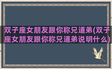 双子座女朋友跟你称兄道弟(双子座女朋友跟你称兄道弟说明什么)