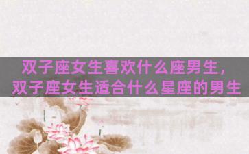 双子座女生喜欢什么座男生，双子座女生适合什么星座的男生