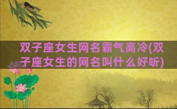 双子座女生网名霸气高冷(双子座女生的网名叫什么好听)