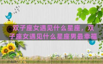 双子座女遇见什么星座，双子座女遇见什么星座男最幸福