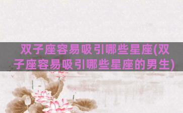 双子座容易吸引哪些星座(双子座容易吸引哪些星座的男生)