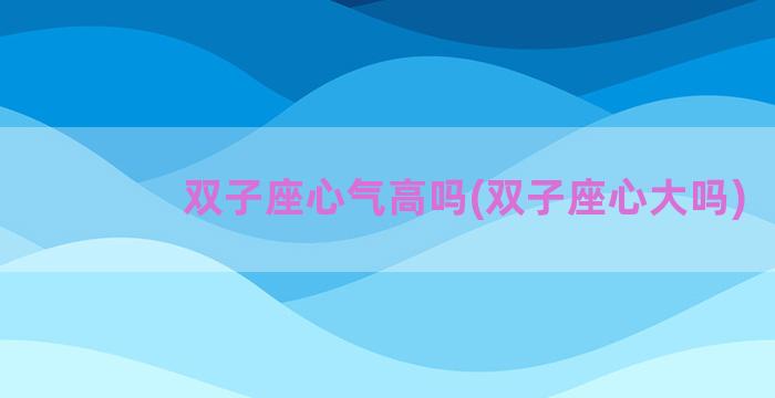 双子座心气高吗(双子座心大吗)