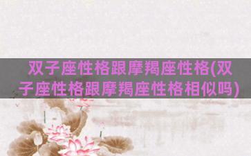 双子座性格跟摩羯座性格(双子座性格跟摩羯座性格相似吗)