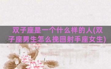 双子座是一个什么样的人(双子座男生怎么挽回射手座女生)