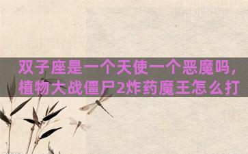 双子座是一个天使一个恶魔吗,植物大战僵尸2炸药魔王怎么打