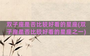 双子座是否比较好看的星座(双子座是否比较好看的星座之一)