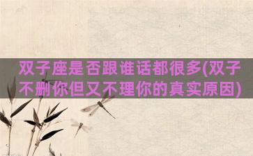 双子座是否跟谁话都很多(双子不删你但又不理你的真实原因)