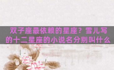 双子座最依赖的星座？雪儿写的十二星座的小说名分别叫什么