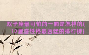 双子座最可怕的一面是怎样的(12星座性格最凶猛的排行榜)