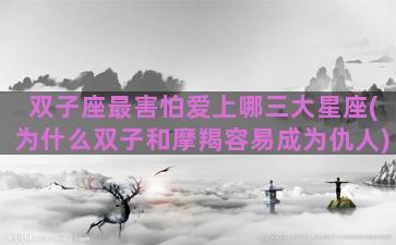 双子座最害怕爱上哪三大星座(为什么双子和摩羯容易成为仇人)