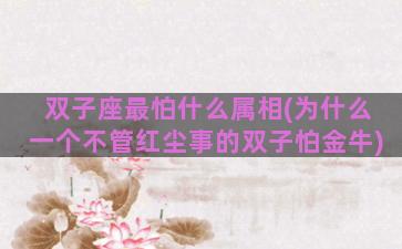 双子座最怕什么属相(为什么一个不管红尘事的双子怕金牛)