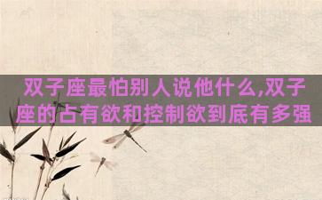 双子座最怕别人说他什么,双子座的占有欲和控制欲到底有多强