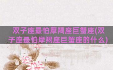 双子座最怕摩羯座巨蟹座(双子座最怕摩羯座巨蟹座的什么)