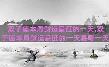 双子座本周财运最旺的一天,双子座本周财运最旺的一天是哪一天