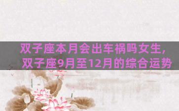 双子座本月会出车祸吗女生,双子座9月至12月的综合运势