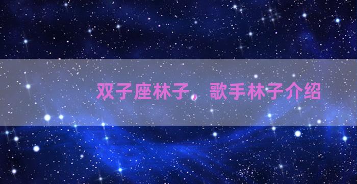 双子座林子，歌手林子介绍