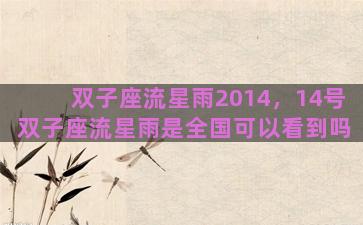 双子座流星雨2014，14号双子座流星雨是全国可以看到吗