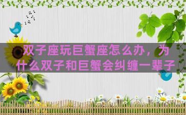 双子座玩巨蟹座怎么办，为什么双子和巨蟹会纠缠一辈子