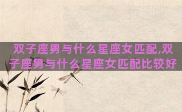 双子座男与什么星座女匹配,双子座男与什么星座女匹配比较好